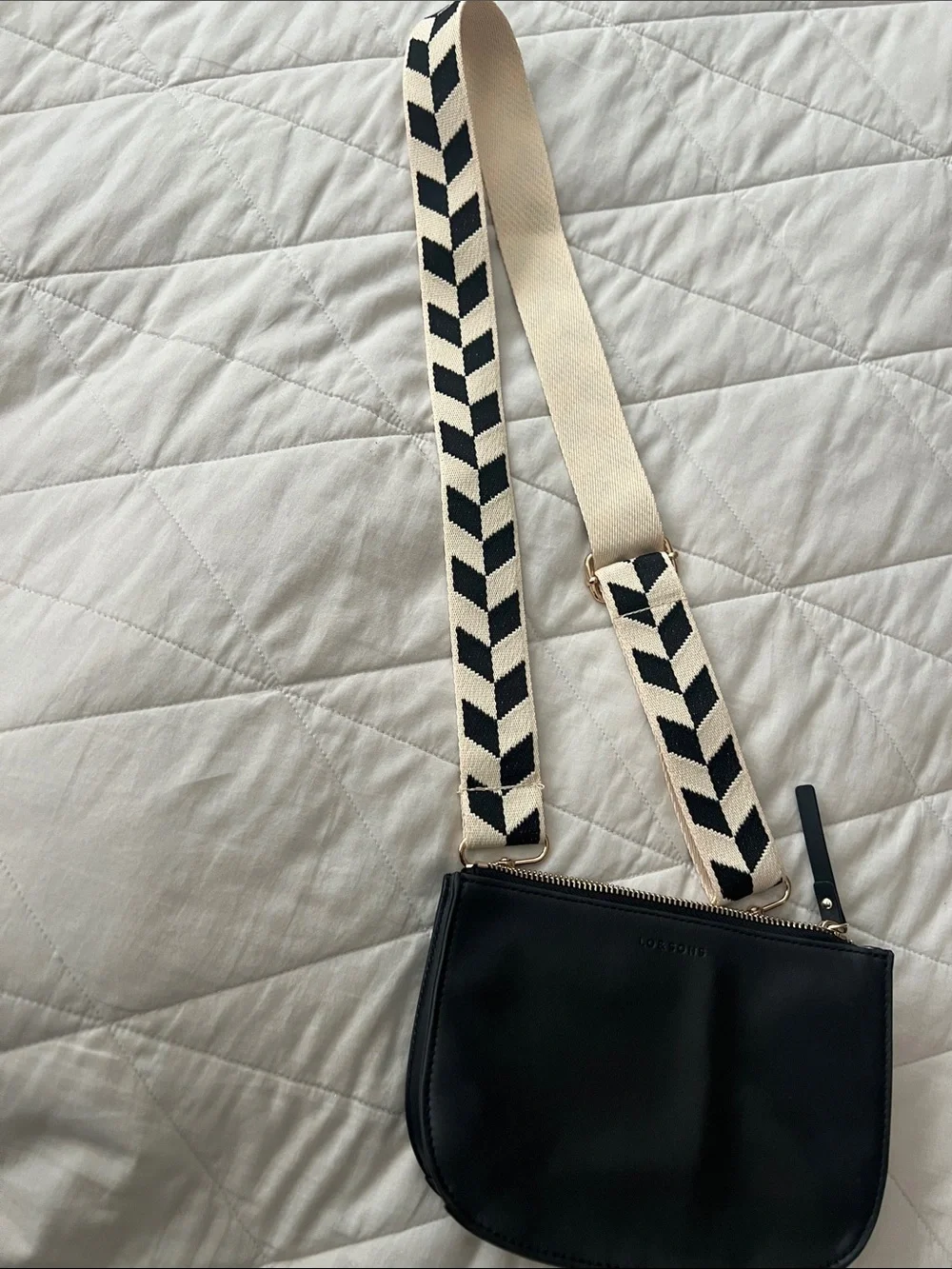 Canvas strap replacement chevron cream and black adjustable guitar strap